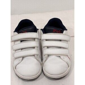 Polo Ralph Lauren Kids Sneakers White Red Navy Pony Logo Size 9 Toddler